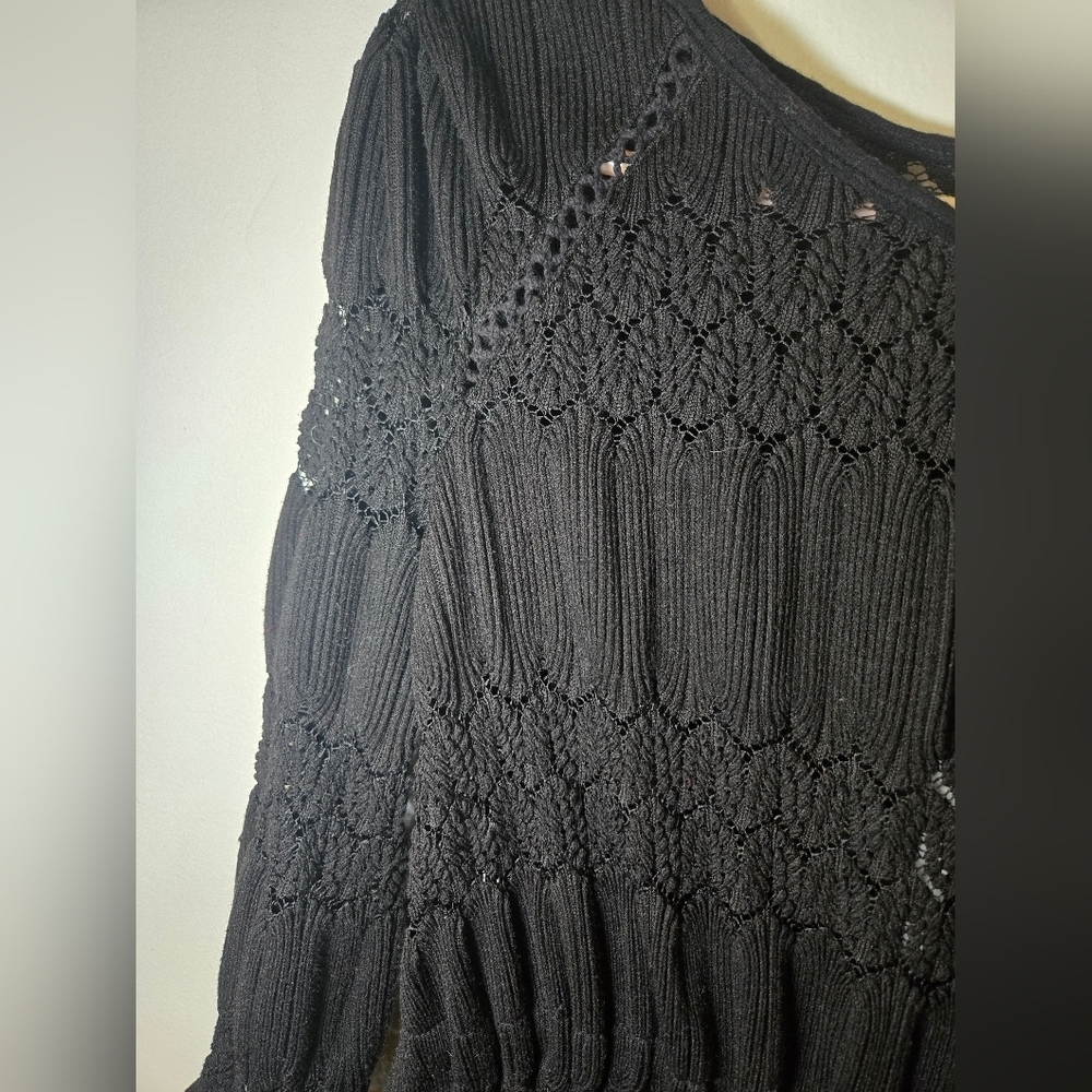 Free People Fire Island Cinch Top Black Small - Picture 6 of 12